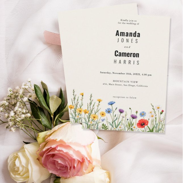 Convites Primavera Wild Flower Meadow Wedding (Criador carregado)