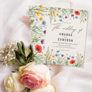 Convites Primavera Wild Flower Meadow Wedding