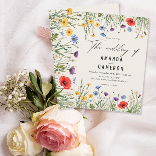 Convites Primavera Wild Flower Meadow Wedding (Criador carregado)