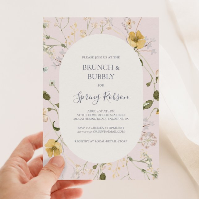 Convites Primavera Wildflower | Blush Brunch e Chá de espum (Criador carregado)