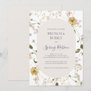 Convites Primavera Wildflower Brunch branco e Chá espuma