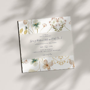 Convites Primavera Wildflower Casamento quadrado branco
