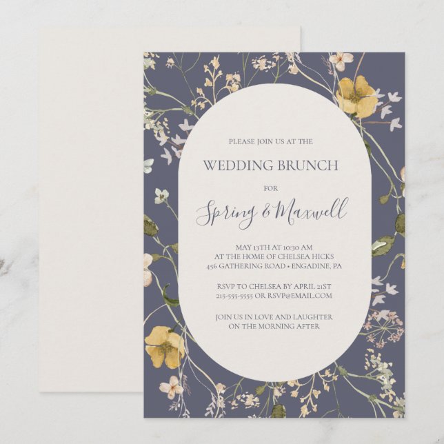 Convites Primavera Wildflower | Dusty Purple Wedch Brunch (Frente/Verso)