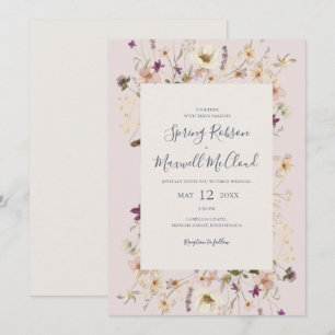 Convites Primavera Wildflower Frame Blush Casual Casamento