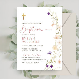 Convites Primavera Wildflower Girl Baptism e Christening