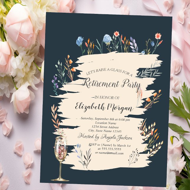 Convites Primavera Wildflower Meadow,Glass Retirement (Criador carregado)