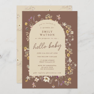 Convites Primavera Wildflower Watercolor Custom Hello Baby