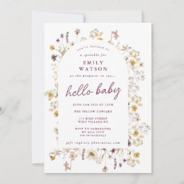 Convites Primavera Wildflower Watercolor Custom Hello Baby