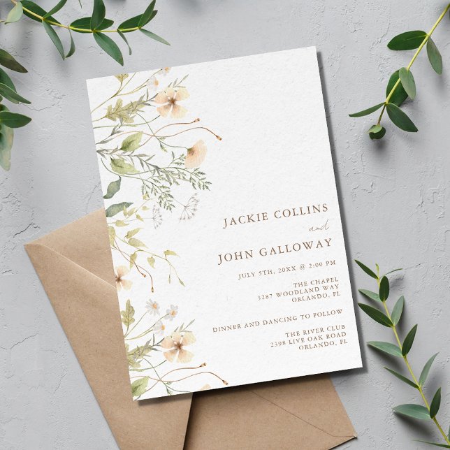 Convites Primavera Wildflower Wedding (Spring Wildflower Wedding Invitation)