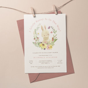 Convites Primavera Wreath, doce Chá de fraldas de coelhinha