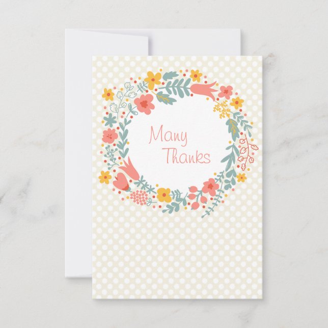 Convites Primavera Wreath Obrigado Notecard (Frente)