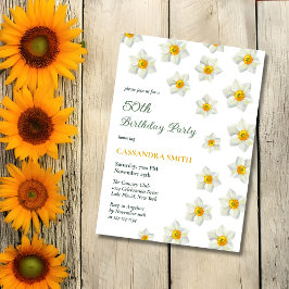 Convites Primavera Yellow Daffodil Narciso Floral Birthday