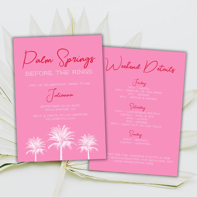 Convites Primaveras De Palma Antes Do Fim De Semana Da Bach (Palm Springs Before The Rings Bachelorette Weekend Invitation)