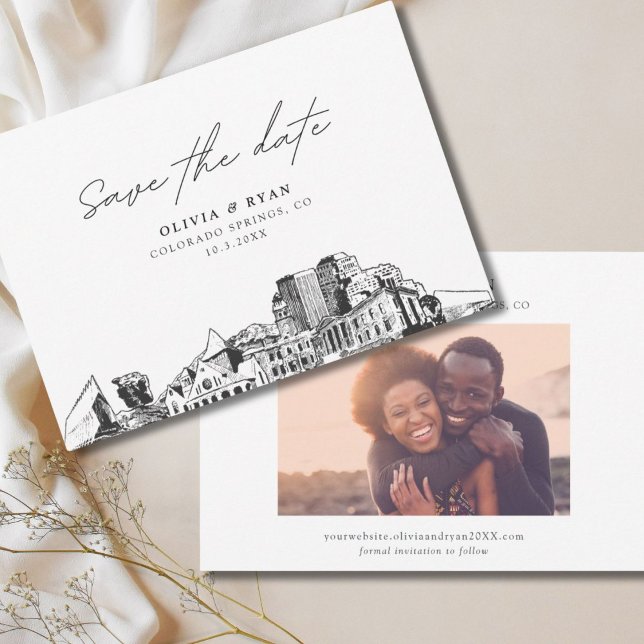 Convites Primaveras do Colorado Casando Salve a Moderna de  (Colorado Springs Wedding Save the Date Modern Invitation
)