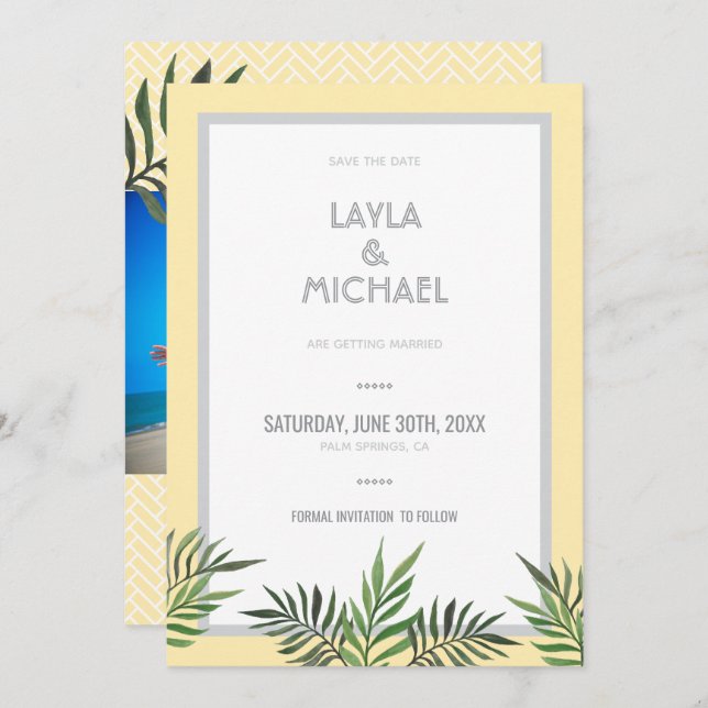 Convites Primaveras Palm Foto Salvar A Data (Frente/Verso)