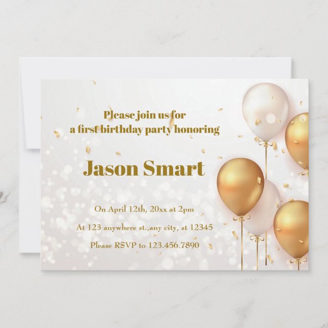 Convites Primeira Celebração de Aniversário do Pequeno Heró (Frente)