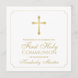 Convites Primeira comuna Dourada Cross Girl Christian