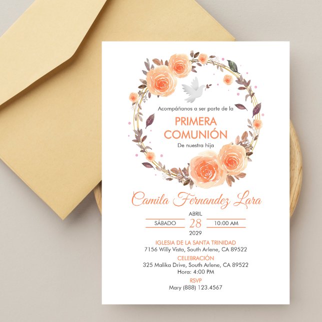 Convites Primeira comuna espanhola de Wreath (Criador carregado)