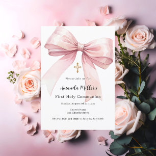 Convites Primeira Comunhão de arcos Rosa