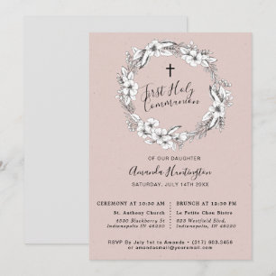 Convites Primeira Comunhão de Buquês Selvagens   Lâmpada  