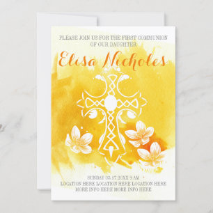 Convites Primeira Comunhão de Corante de Água Amarelo