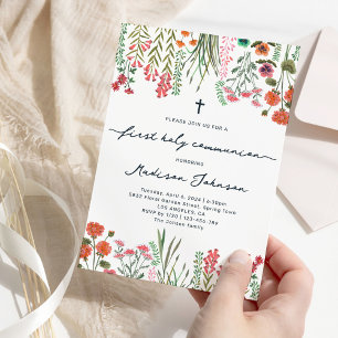 Convites Primeira Comunhão de Flores Selvagens