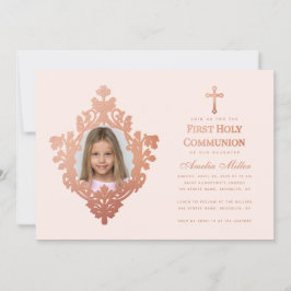 Convites Primeira comunhão de fotos cor-de-rosa Rosa
