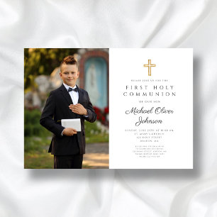Convites Primeira Comunhão de Fotos Cruzadas Elegante