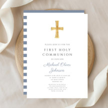 Primeira Comunhão de Tiras Azuis Modernas