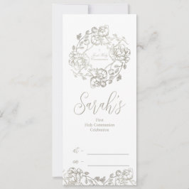 Convites Primeira Comunhão Dourada Floral