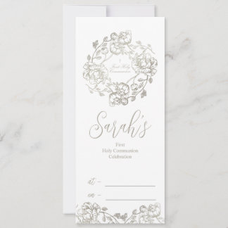 Convites Primeira Comunhão Dourada Floral