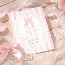Primeira Comunhão Elegante Laço Rosa