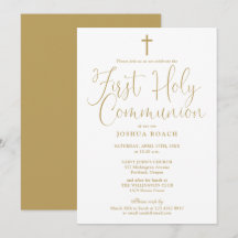 Primeira Comunhão em Grafia Elegante em Dourado
