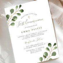 Primeira Comunhão eucalipto elegante