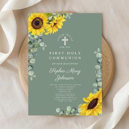Convites Primeira Comunhão Floral Elegante de Eucalipto