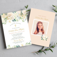 Primeira Comunhão Menina com Borda Floral em Doura