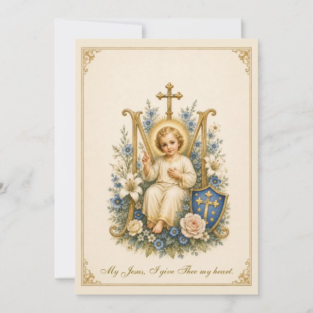 Convites Primeira Comunhão Menino Jesus Floral  (Verso)