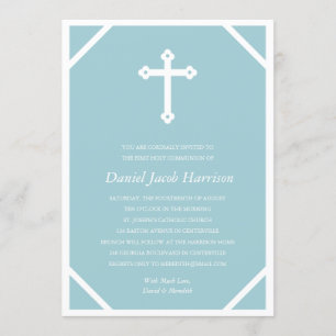 Convites Primeira Comunhão Minimalista de Blue Boys