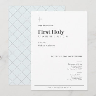 Convites Primeira Comunhão Minimalista de Tipografia Menino