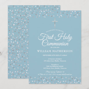 Convites Primeira Comunhão Moderna Corações de Prata