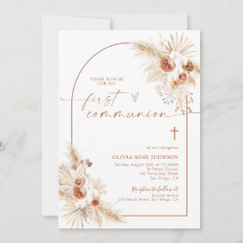 Convites Primeira Comunhão, Pampas Grass Boho Christening
