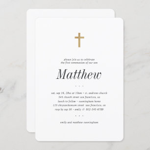 Convites Primeira Comunhão Para Ele, Mínima Cruz Dourada Fa