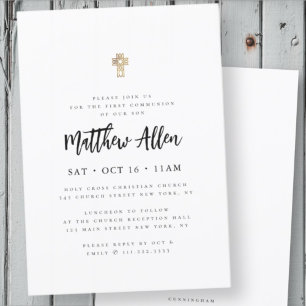 Convites Primeira Comunhão Para Sua Cruz Moderna Minimalist