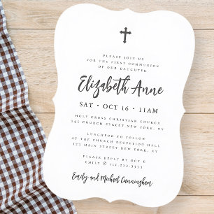Convites Primeira Comunhão Pela Sua Cruz Moderna Minimalist