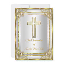 Primeira Comunhão Pérola Dourado Branco Cruz Sagra