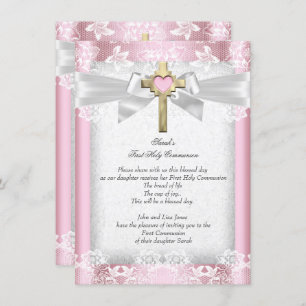Convites Primeira Comunhão Sagrada 1rua Meninas Cruz Rosa 6