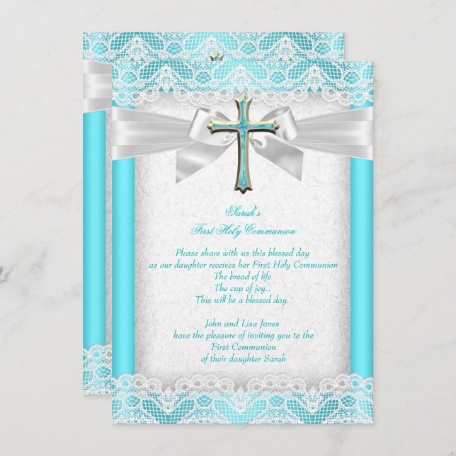 Convites Primeira Comunhão Sagrada 1rua Rapariga Cruzando T (Frente/Verso)