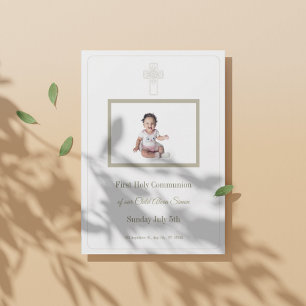 Convites Primeira Comunhão Sagrada e Dourada Personalizada