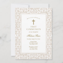 Primeira Comunhão Tradicional Floral em Ouro Elega