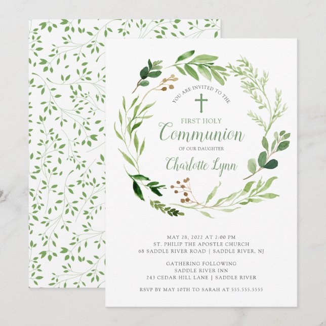 Convites Primeira Comunicação da Folha Verde Suave (Frente/Verso)